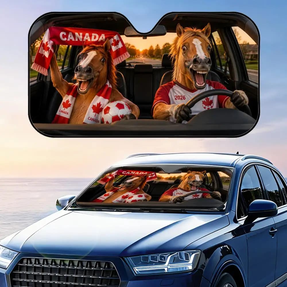 Parasole per Auto Canadian Horse 2026, Protezione UV Riflettente Pieghevole per Parabrezza, Copertura Isolante dal Calore