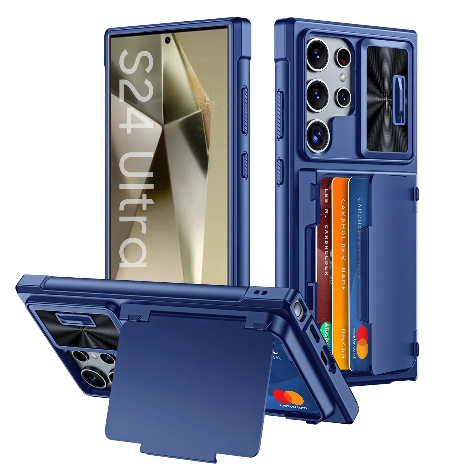 Custodia per Samsung S24 Ultra, con protezione fotocamera, schermatura RFID, copertura completa in TPU, adatta per uomo e donna - Blu