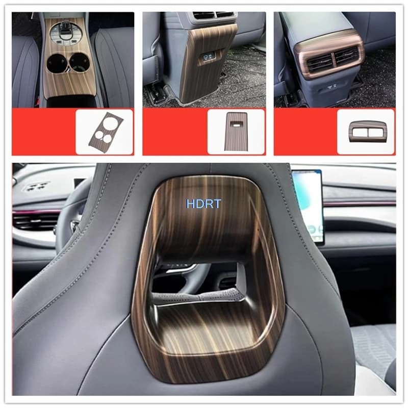Car Styling Pannello di controllo della finestra dell'ingranaggio Volante Uscita dello sfiato dell'aria posteriore Interno di venature del legno di pesca per BYD Seal 06 GT 2025 +