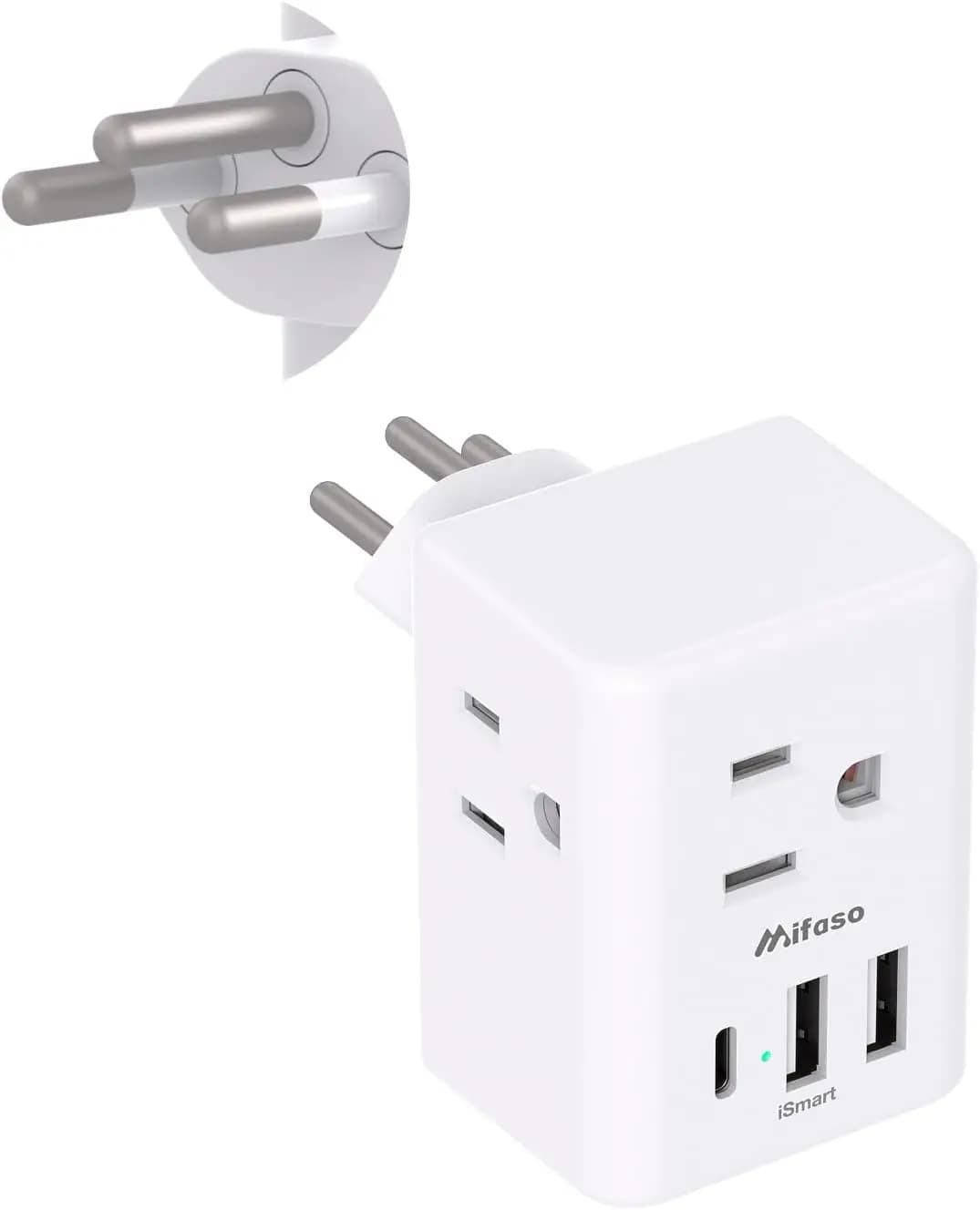 Adattatore da Viaggio Svizzero, 3 Prese 3 USB (1 USB-C), Tipo J, da USA a Svizzera