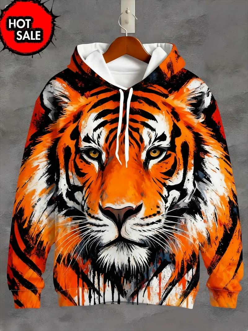 New Fashion Animal Hoodies For Man Tiger 3D Print Fall Sweatshirt Hoodie Street Casual Sweatshirt Y2K Oversized Unisex Clothes