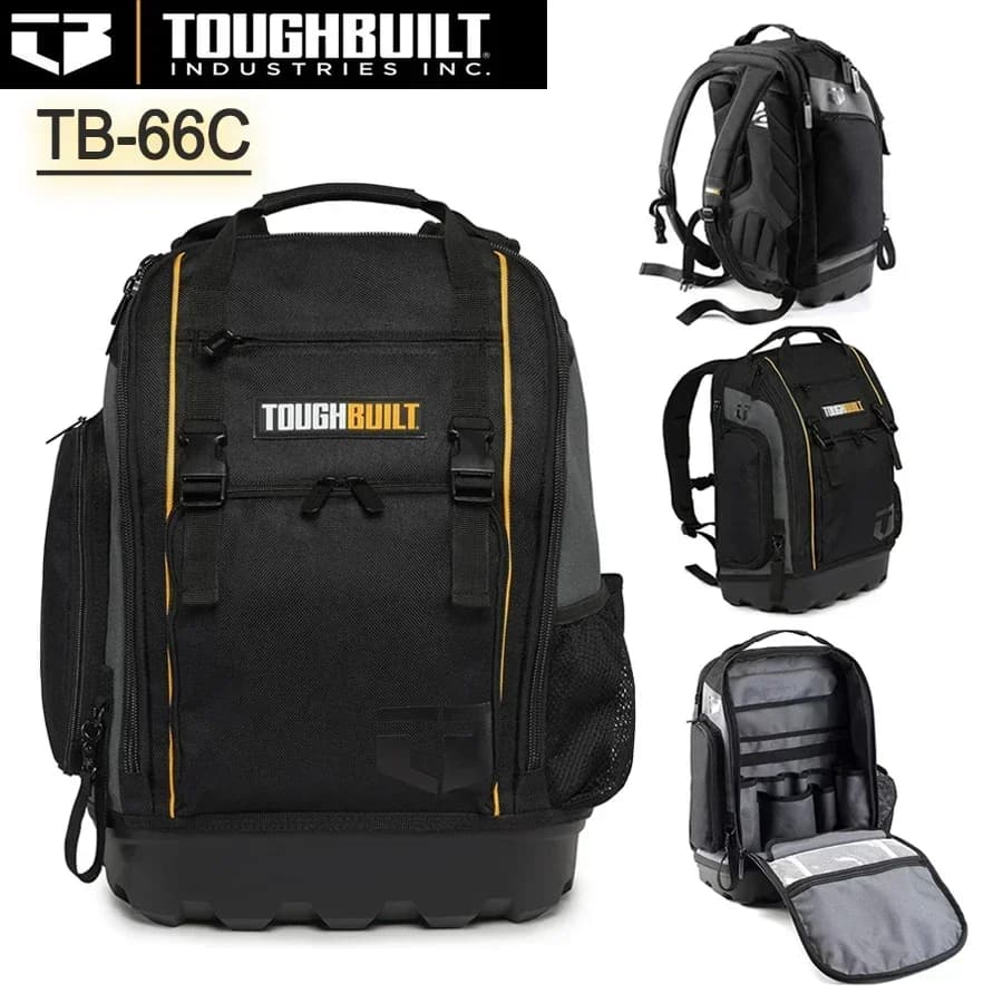 ToughBuilt TB-66C Borsa porta attrezzi e zaino Robusta base fuoristrada, per zaino da cantiere per carichi pesanti per elettricisti, costruzioni