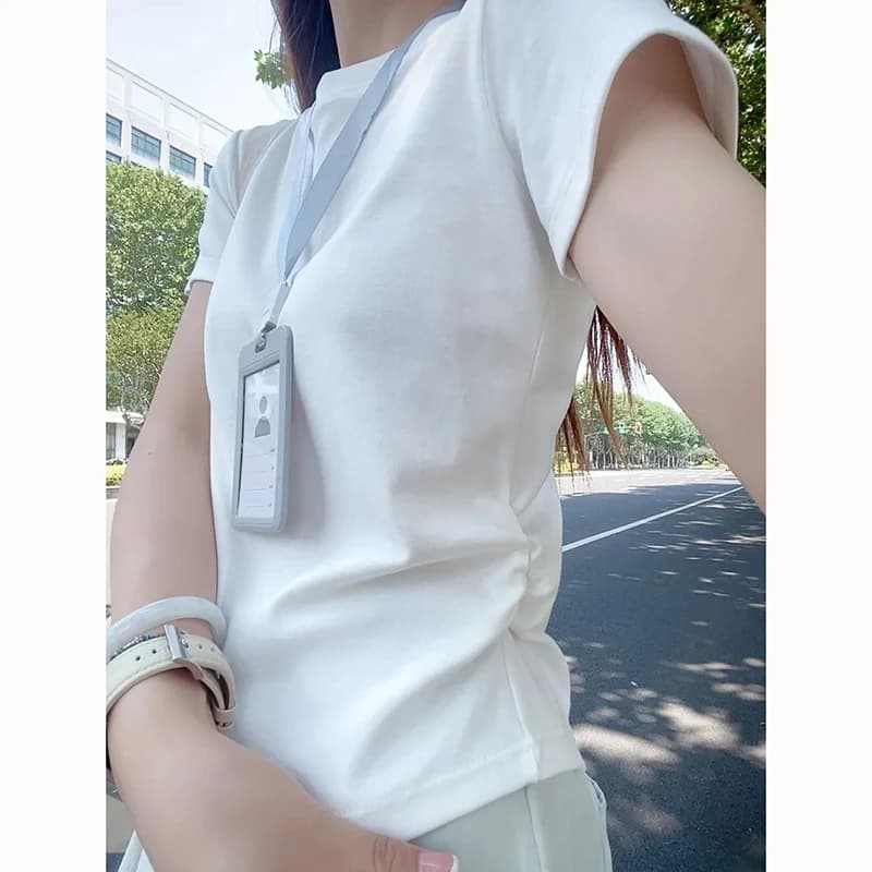 Nuove T-shirt Estive 2026 da Donna, T-shirt Irregolari di Design, Top Slim Fit Quotidiani, Abbigliamento Sottile Basico alla Moda da Donna