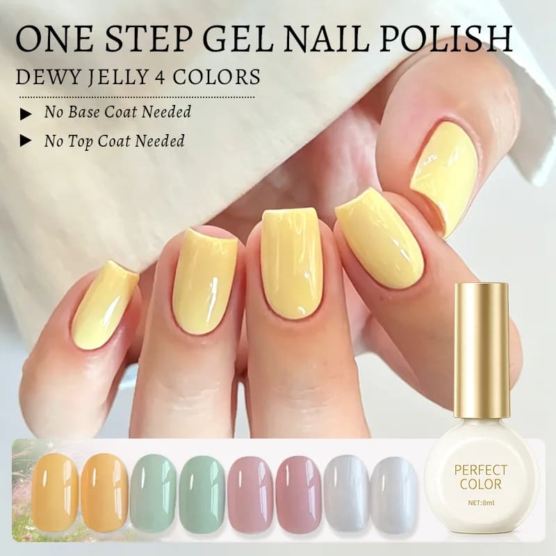 PERFECT COLOR All-in-One Gel Creamy Pastel Gel Polish Collection 8ml, Base & Top Coat in One, UV LED Cure
