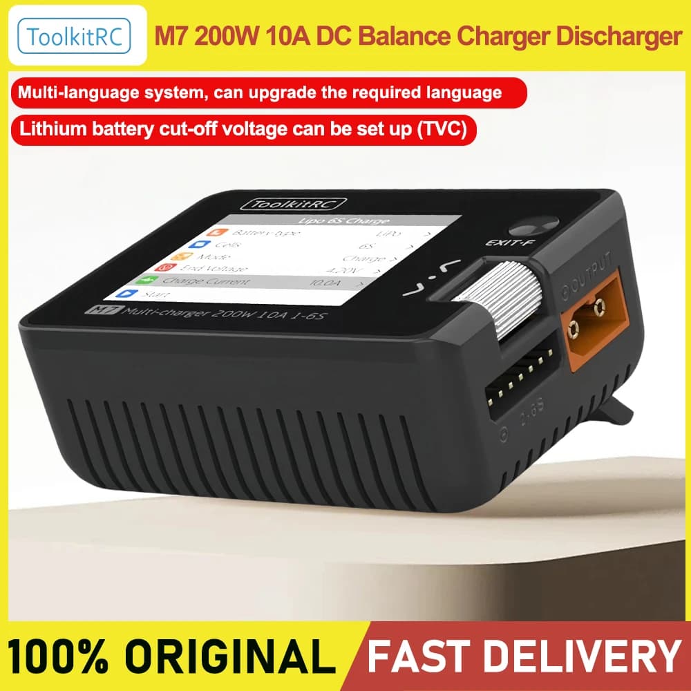 ToolkitRC M7 200W 10A DC Balance Charger Discharger for 1-6S Lipo Battery Voltage Servo ESC Receiver Signal Tester RC Hobby Tool