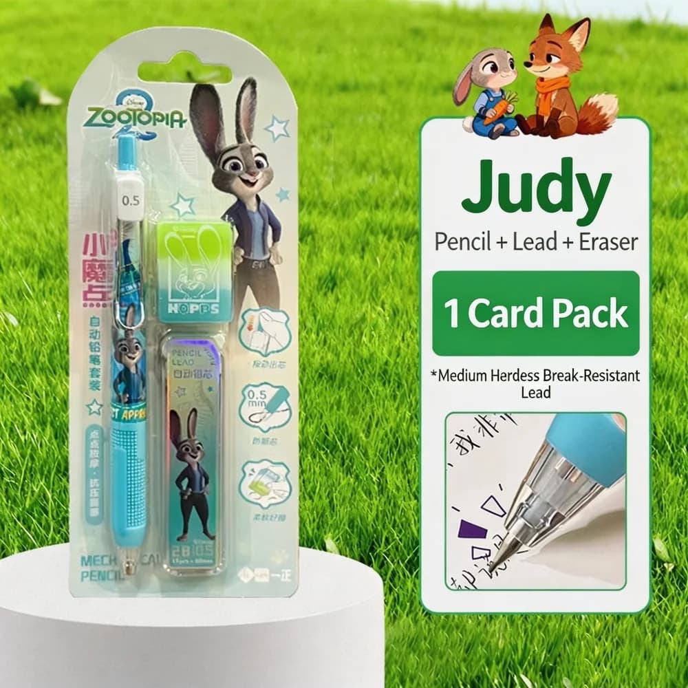 Genuine Disney Automatic Pencil Set 0.5mm 2B Lead Refill with Eraser Cartoon Stationery for School Notes Drawing Office Use
