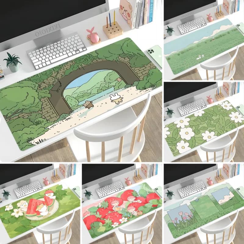 Nice green rabbit mouse mat large mouse mat for computer block board laptop mats for office desk decorations rubber game accessories