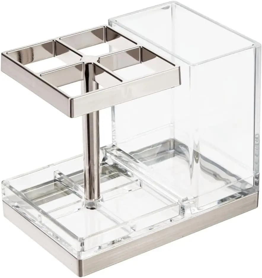 Organizzatore Portaspazzolino e Dentifricio in Plastica - Decorazione per Bagno - Contenitore per Articoli da Toeletta e Prodotti di Bellezza