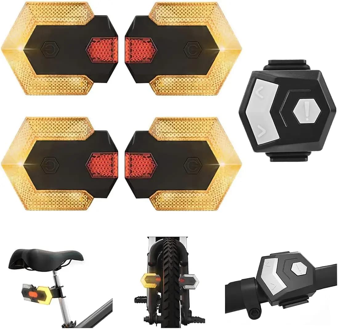 Fanale posteriore per bici da 4 pezzi con indicatori di direzione, indicatori di direzione per bici ricaricabili tramite USB Avvertimento di sicurezza a LED luminoso anteriore e posteriore, R wireless