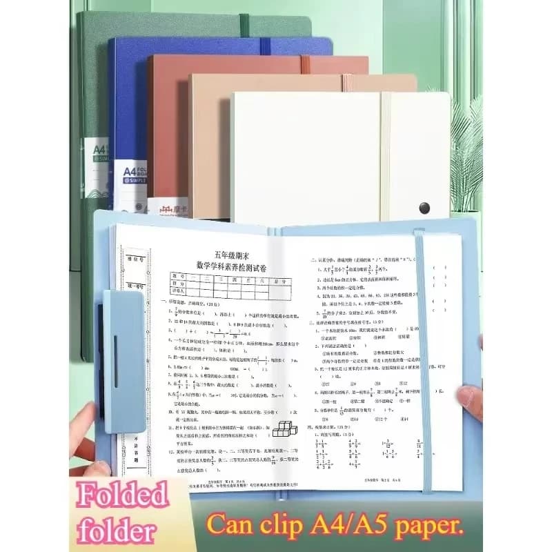 Cartella A5 con clip, pieghevole, per documenti A4, contratti, riunioni, appunti, informazioni, portatile, con clip fissa, per studio e ufficio. ht
