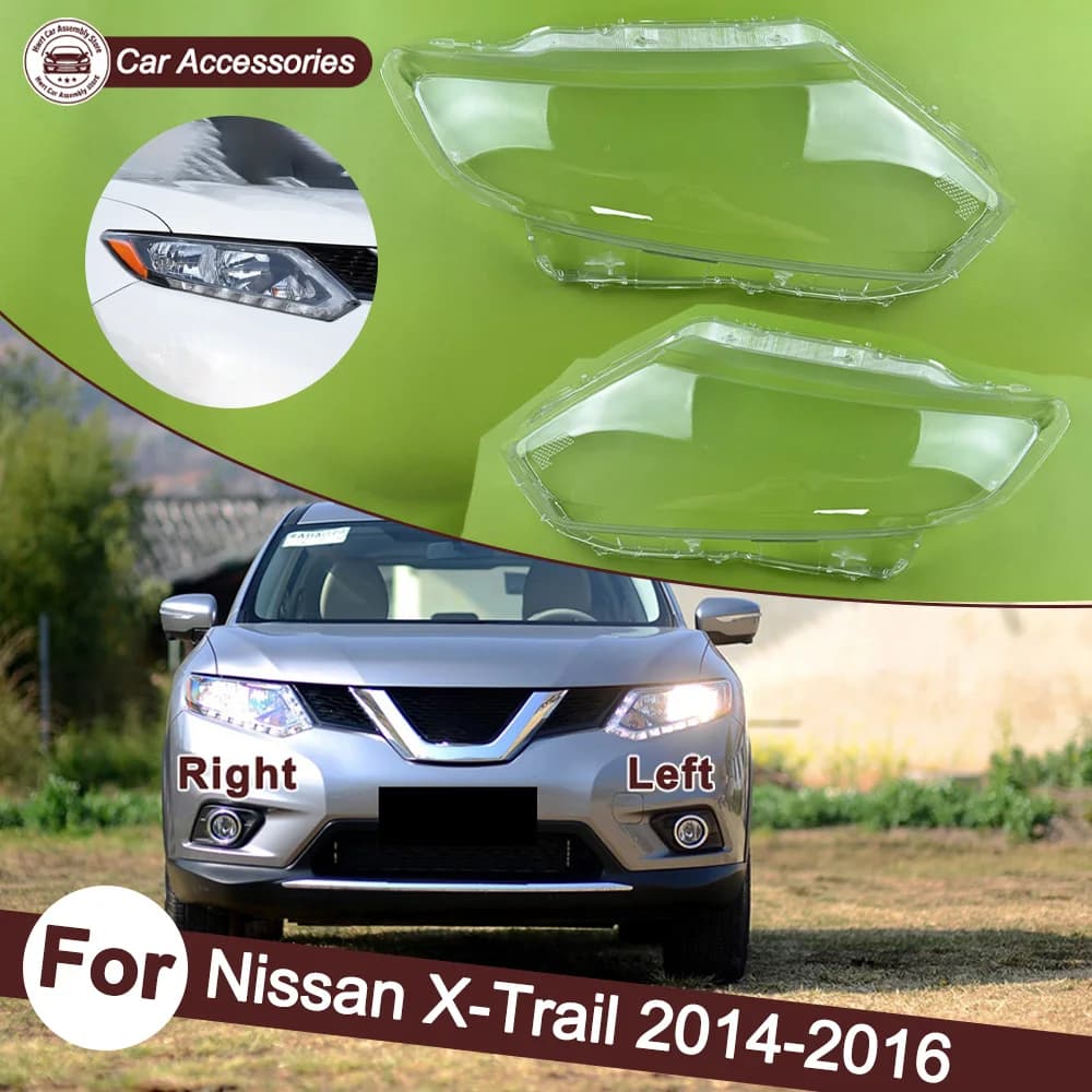 Car Headlight Lens Front Light Auto ShellFor Nissan X-Trail 2014 2015 2016 Headlamp Cover Replacement Lampshade Lampcover Caps