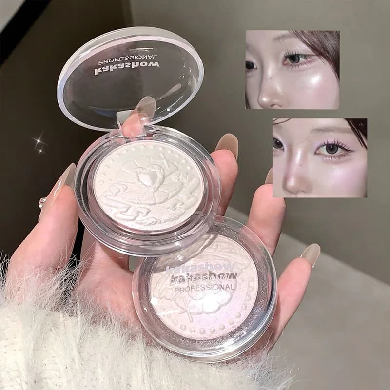KAKASHOW Embossed Highlighter Powder Shimmer Glitter Face Highlight Brightening Skin Long Lasting Sparkle Contour Makeup