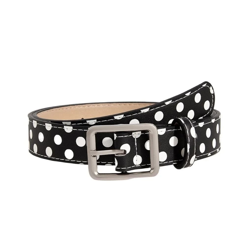 Trendy Vintage Polk Dot Women Belts PU Leather Pin Buckle Belt Waistband Y2K Girls Jeans Belts Waist Strap Gift