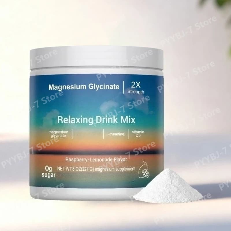 Magnesio Glicinato 2X in Polvere, Miscela per Bevanda Quotidiana con L-Teanina e Vitamina D3, Integratore Quotidiano per il Benessere, 227g per Lattina