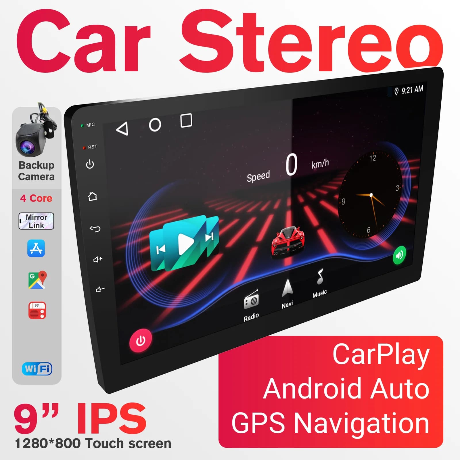 9" Android 13 Car Stereo with Wireless CarPlay & Android Auto, 64GB+4GB Double Din Navigation, 8-Core Processor, HD Touchscreen, Steering Wheel Control, WiFi/Wireless, Dash Cam Compatible, FM/MP3/RDS Radio Head Unit car accessories