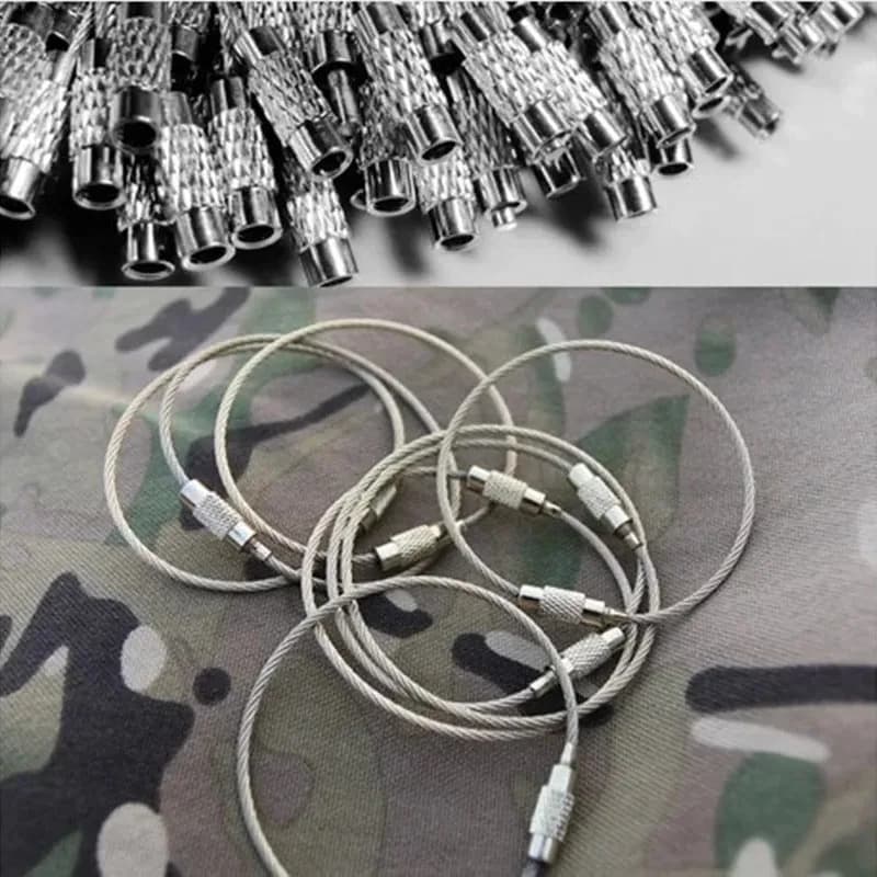 Kit Multiuso per Campeggio EDC da 15CM, Attrezzatura Tattica, Portachiavi con Cavo in Acciaio Inox 304, per Viaggi