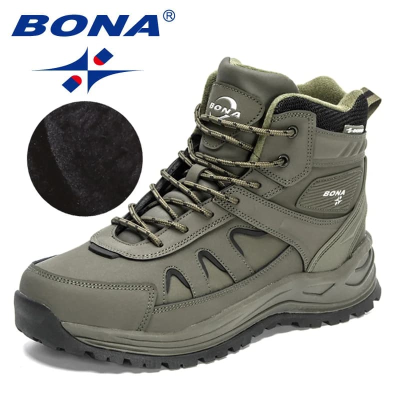 BONA 2023 new designer high men's trekking shoes anti-slip outdoor climbing trekking shoes man winter boots tactical in plush