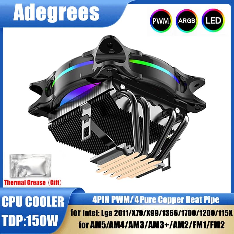 X99 CPU Air Cooler 3Pin/4Pin ARGB PC Processore ventilador 4 tubi di calore per Intel LGA 1150 1151 1155 1700 2011 AMD AM3 AM4 AM5