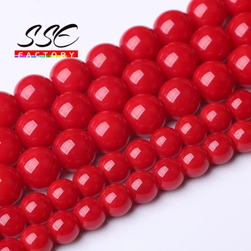 Perline di pietra di corallo rosso all'ingrosso per la creazione di gioielli Perline rotonde allentate del distanziatore Braccialetti fai da te Accessori per collane 4 6 8 10 12mm 15 "