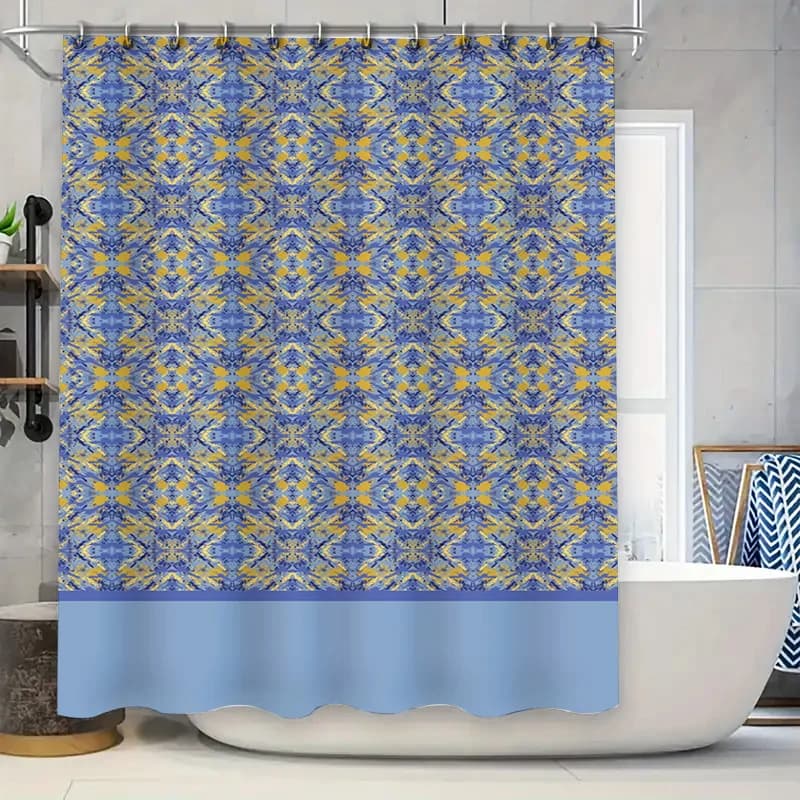 Tenda da doccia con stampa animalier Decorazione da bagno a strisce nere e dorate Tessuto in poliestere Design moderno per accessori da bagno