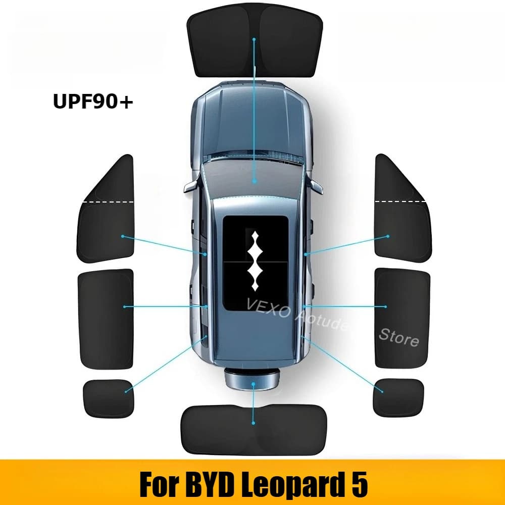 Per BYD Leopard 5 Parabrezza per auto Parasole Coperture Finestrino laterale anteriore Protezione solare Protezione UV Parasole posteriore Accessori per parasole per auto