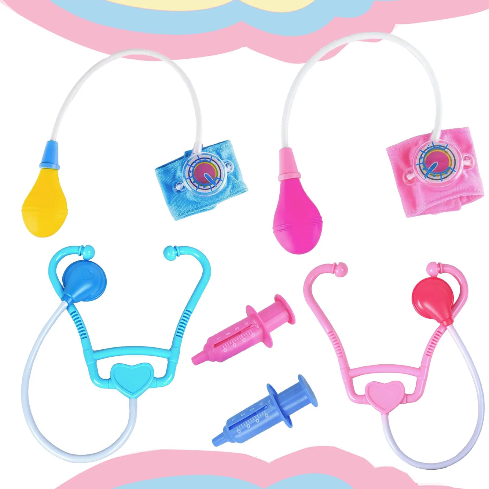 Giochi per bambini a casa Attrezzature mediche, Stetoscopi maschili e femminili, Monitor della pressione arteriosa, Infermieri medici, Siringhe, Giocattoli