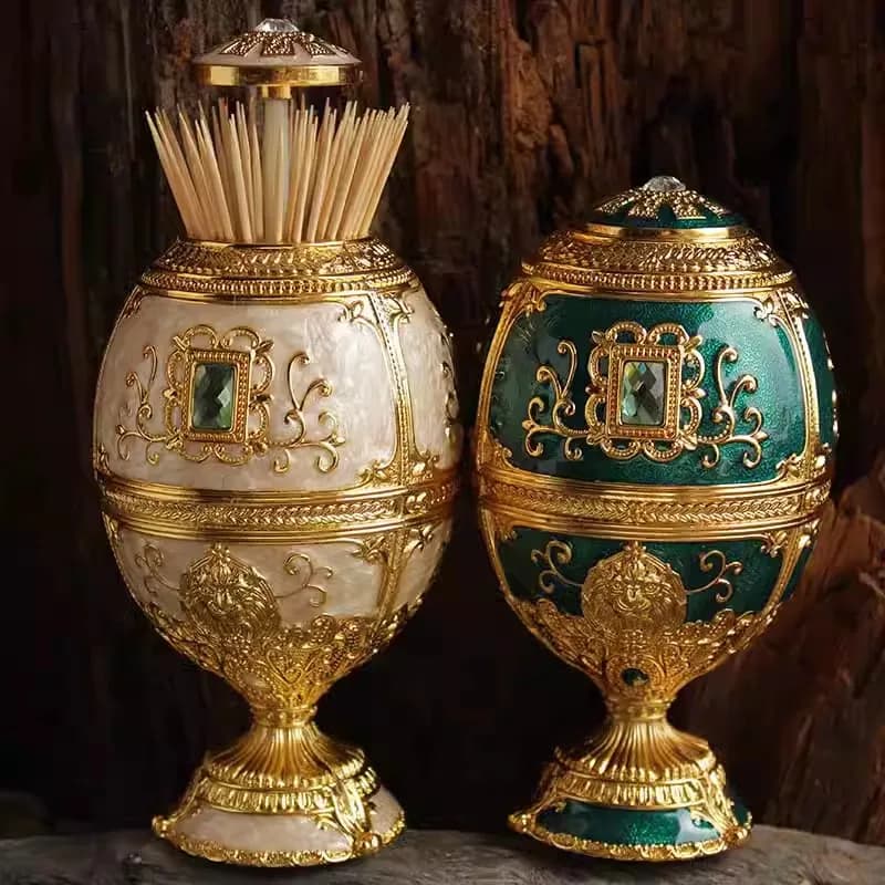 Decorazione automatica della scatola di stuzzicadenti in stile europeo, regalo creativo, barattolo di stuzzicadenti con barile di stuzzicadenti a forma di uovo in metallo