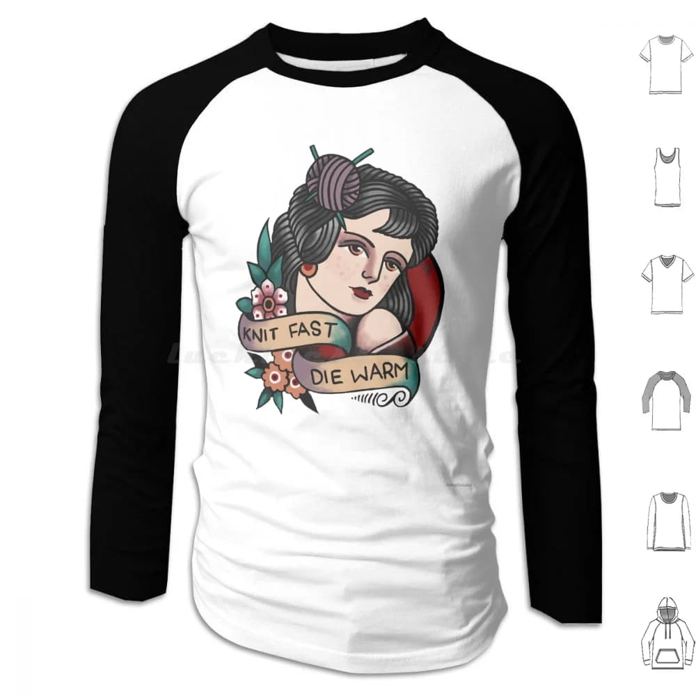 Knit Fast, Die Warm Felpe con cappuccio a maniche lunghe Old Classic 20 S Cartoon Warm Die Knit Fast Knitting Crochet Pop Art Culture