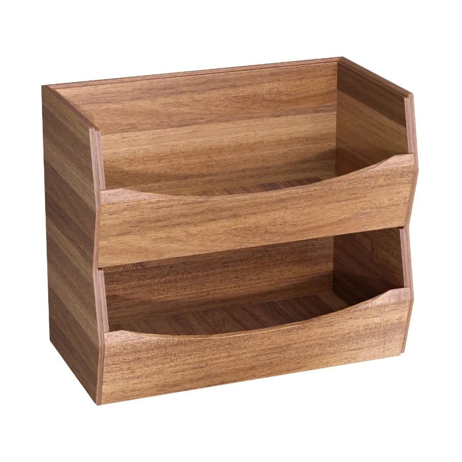 Acacia Wood Storage Bins Organizer Boxes 2 Piece Stackable Bin Set