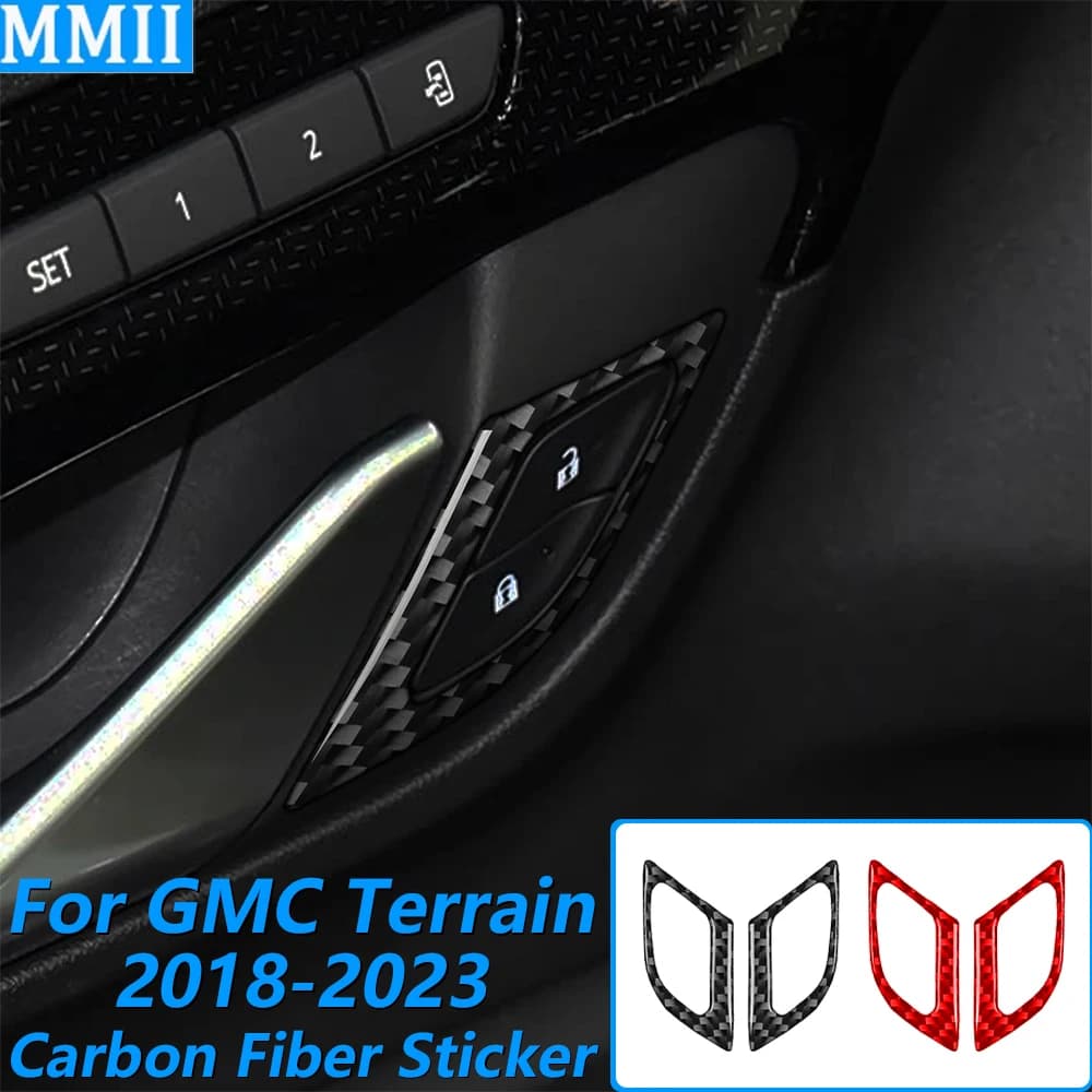 Per GMC Terrain 2018-2023, Copertura Decorativa in Fibra di Carbonio per Pannello Interruttore Pulsante Blocco Porta Interna, Accessori Auto, Adesivo Interno