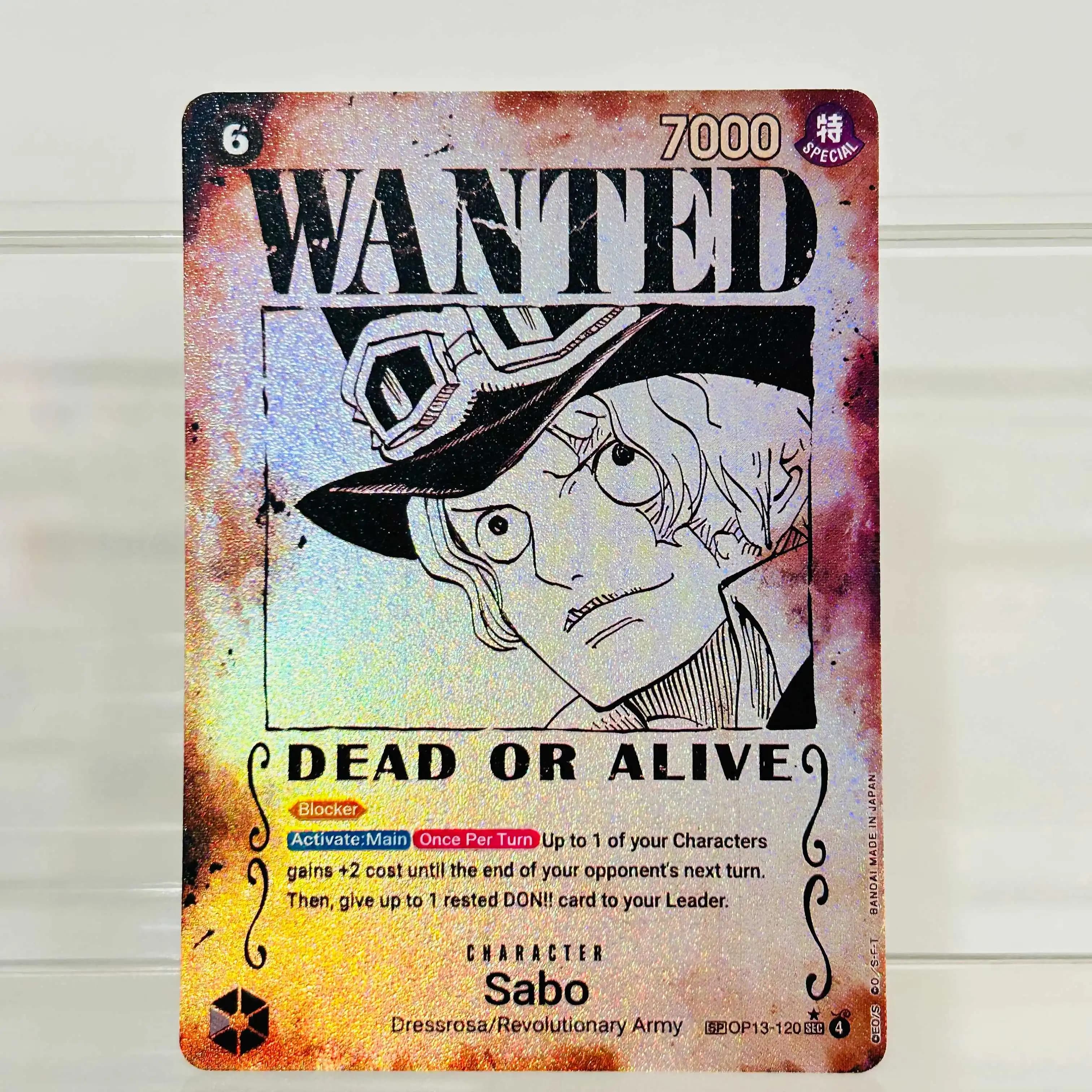 One Piece Sabo OP13-120 SP Wanted Poster Card EN Holographic Texture Cards Collectible Grade DIY Premium Anime Collection Card