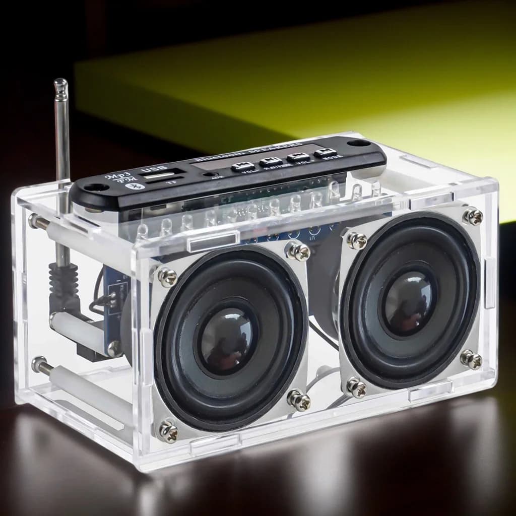 Kit elettronico fai-da-te Nuovo kit altoparlante Bluetooth con radio FM 87.5-108MHZ Progetto di saldatura fai-da-te Pratica assemblaggio di saldatura TF U Disco