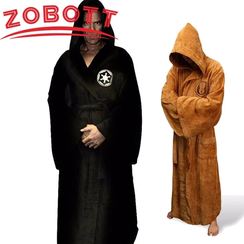 Jedi Empire Accappatoio da uomo Abito lungo invernale Accappatoi da uomo Homewear Abito di flanella maschile Maschile con vestaglia a stella spessa con cappuccio