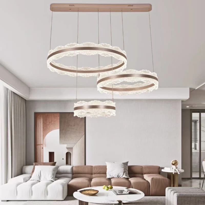 Lampade a sospensione di lusso in acrilico postmoderno Dimmerabile Sala da pranzo Cucina Parlor Villa Decorazioni per la casa Anello a LED Lampade a sospensione Apparecchi