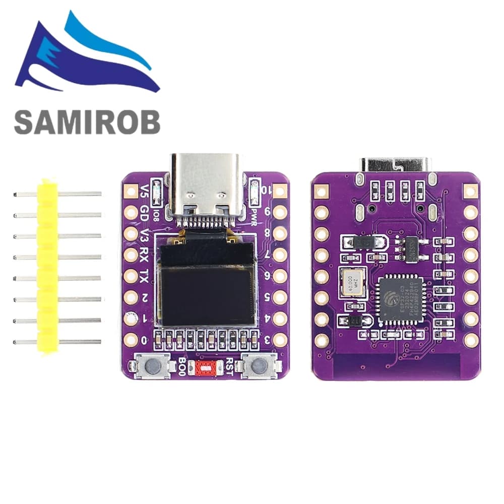 SAMIROE ESP32-C3 Scheda di sviluppo OLED antenna ceramica ESP32 scheda di sviluppo supermini wifi Bluetooth schermo da 0,42 pollici
