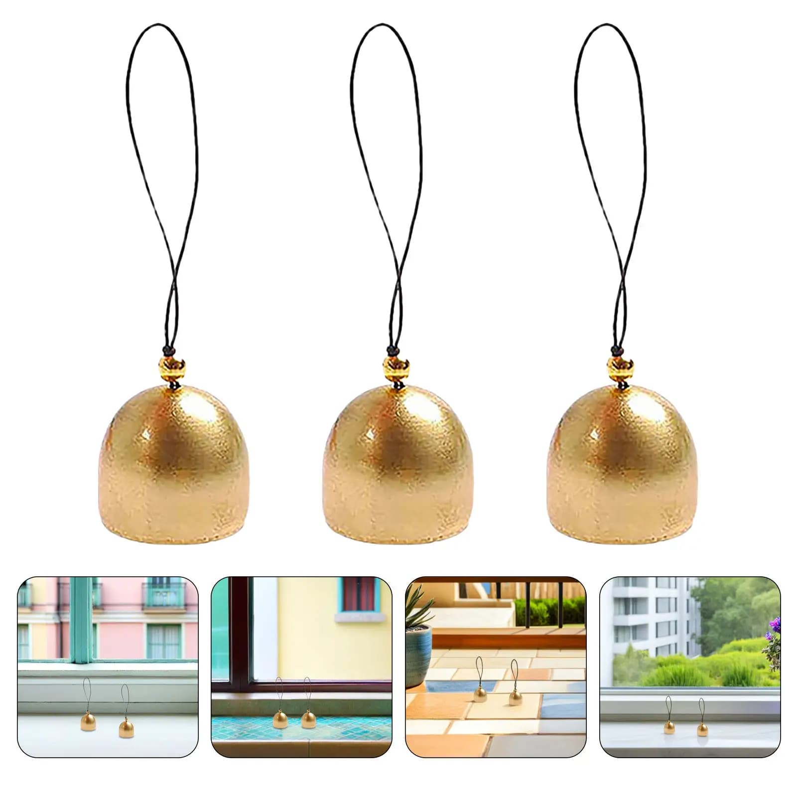 6Pcs Wind Chimes Small Decorative Brass Bells Metal Hanging Bell Pendants for Door Window Garden Craft Home Ornament