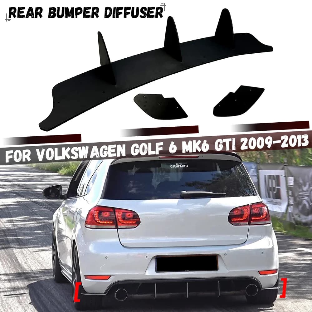 Car Rear Bumper Diffuser For Volkswagen VW Golf 6 MK6 GTI 2009 2010 2011 2012 2013 Rear Side Splitters Spoiler Lip
