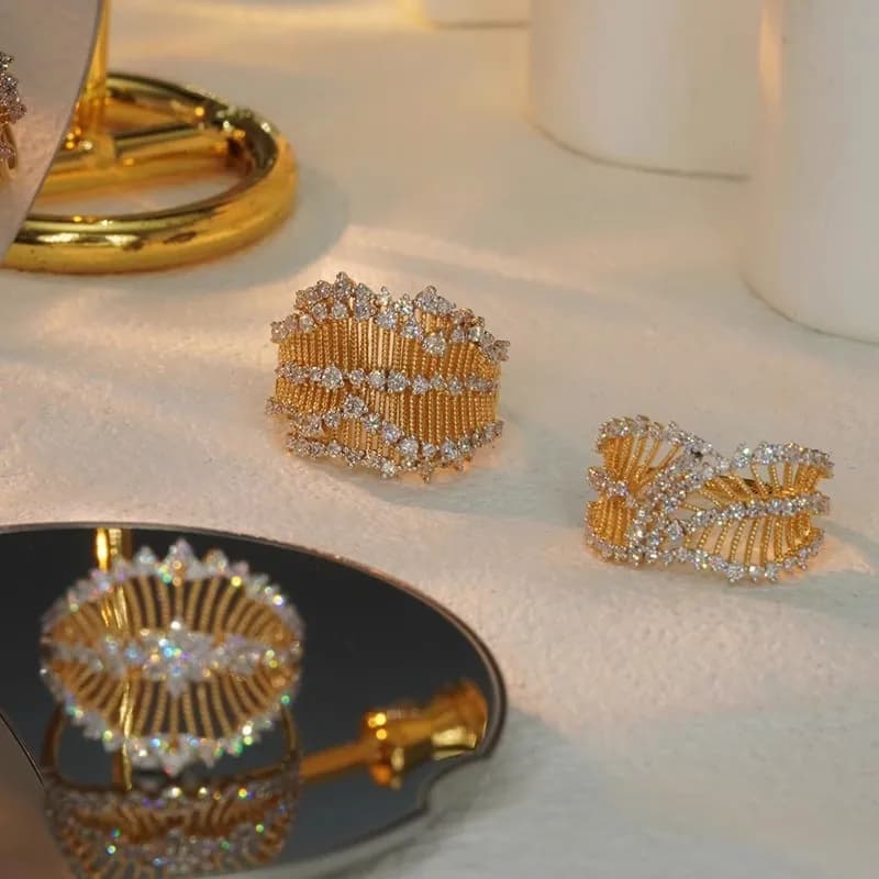 Anelli di Design cavo stile retrò per le donne Micro Set placcato oro 18 carati di lusso AAAA un anello da dito ridimensionabile con zirconi gioielleria raffinata