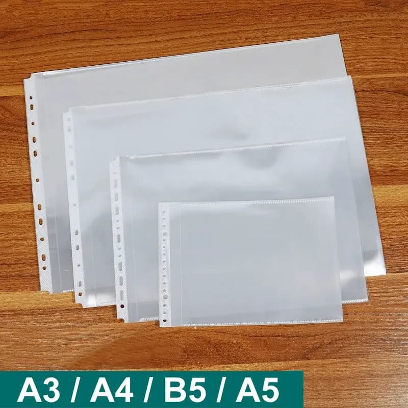 50 pz Orizzontale A3 Raccoglitore Maniche Trasparente A4 Anello Cartella Fogli di Protezione A5 Ampia Raccoglitore Maniche In Plastica Per Documenti
