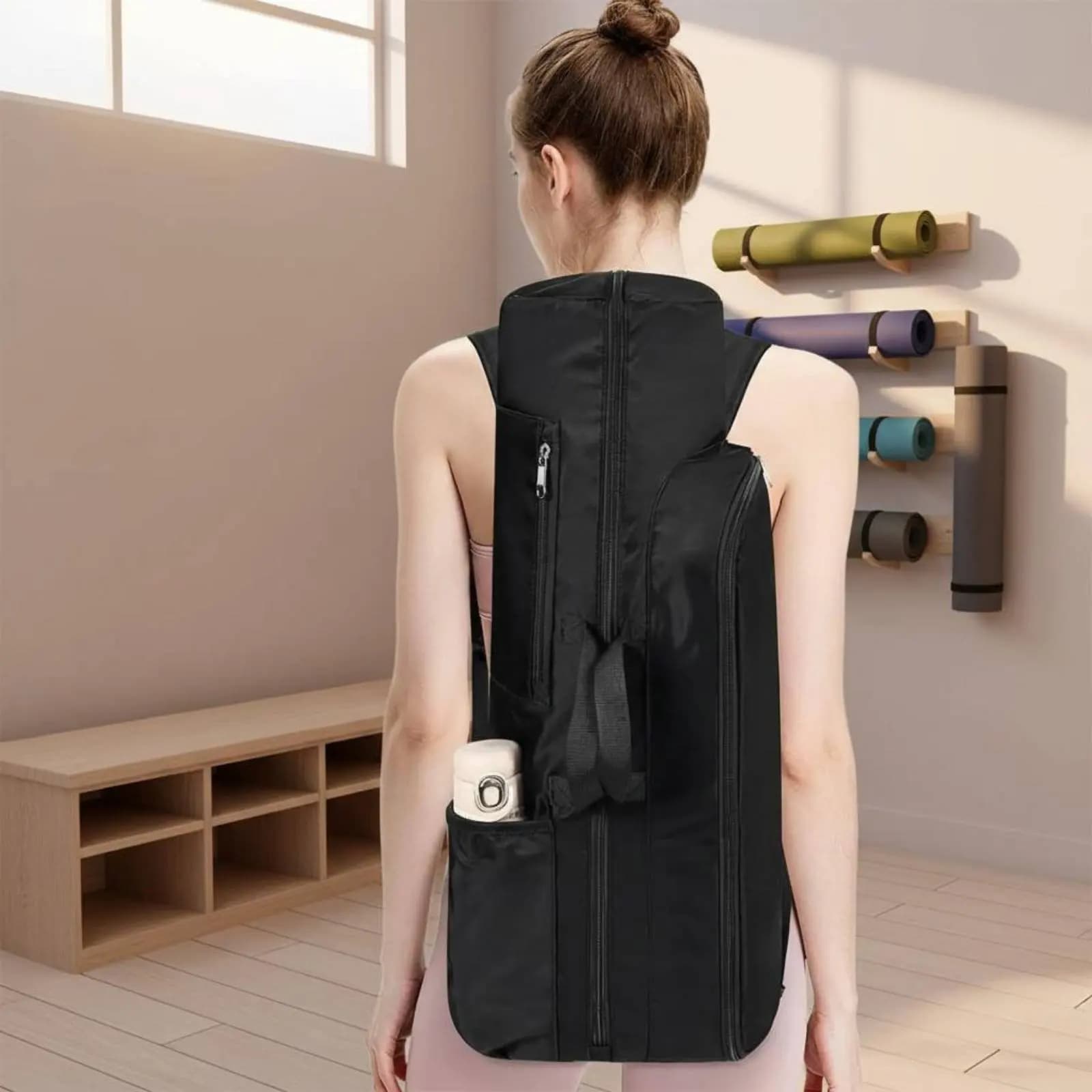 Borsa per Tappetino Mind-Body Multi-Tasca, Zaino Porta Tappetino Impermeabile, Organizer per Attrezzatura Sportiva Leggero