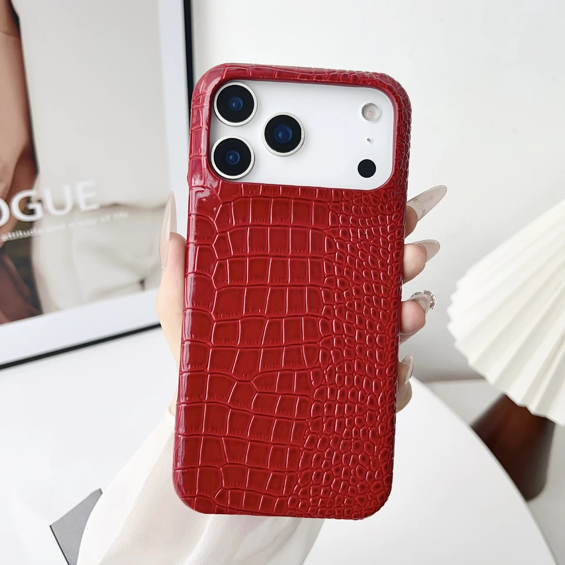 Nuova Cover Protettiva con Motivo Coccodrillo Sfumato Effetto Crepe per iPhone 17 Pro Max, 16 Pro, 15, 14 - Mezza Cover