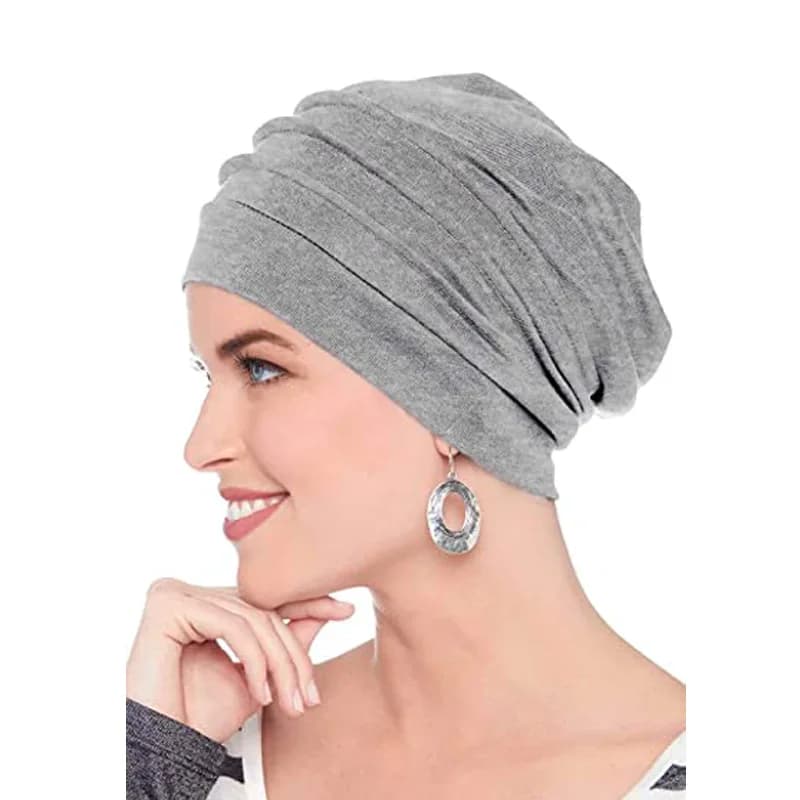 Donne Stretch Beanie chemio cotone capelli turbante cappello doppio strato morbido fodera in raso increspato Hijab interno Hijab Caps