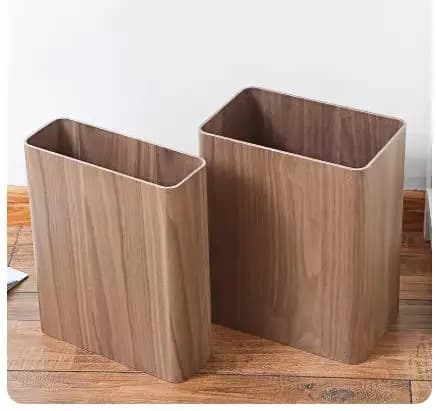 Cestino per Rifiuti Rettangolare Semplice, Contenitore in Legno, Cestino Creativo per Cucina e Casa, Accessori per la Pulizia Domestica