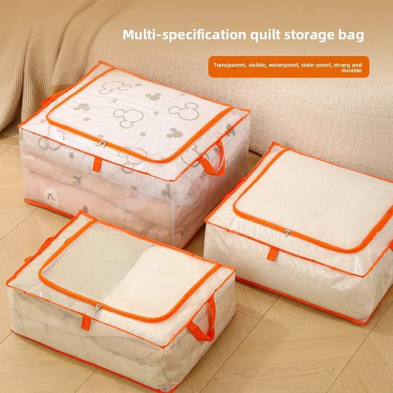 Large Capacity Quilt Storage Bag - Dorm Room & Bedroom Organizer - Visible, Dustproof, Moisture-proof - Clothes Moving