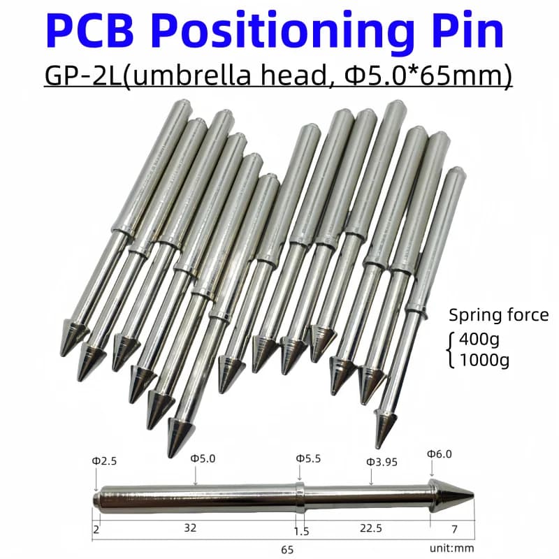 10/50PCS GP-2L Ombrello Testa Luce Bordo PCB Spille di Posizionamento 65 millimetri di Diametro 5.0 millimetri Sonda Colonna di Ferro Molla PCB Apparecchio Strumento di Prova Tassello