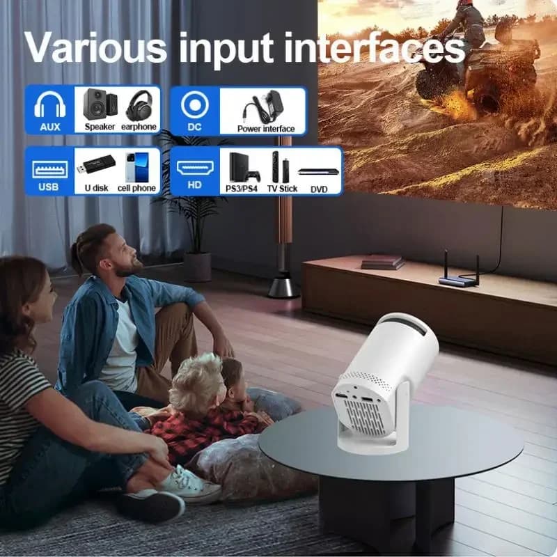 Wireless screen cast Mini Portable Projector HD Wireless Screen Home Barrel Compact Mobile Phone Projection for Home Use