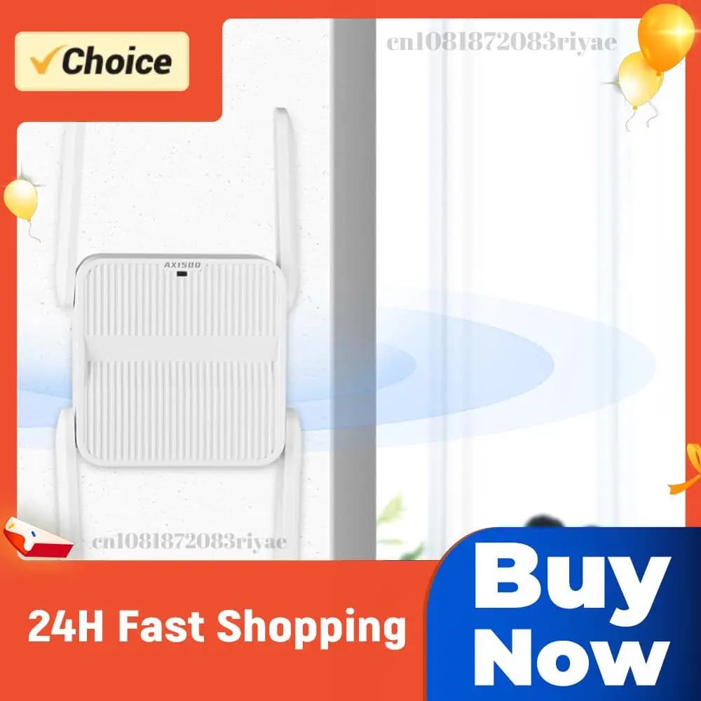 Ripetitore WiFi 6 Extender 1500Mbps, Amplificatore di Segnale Dual Band 2.4G/5GHz, Booster Wi-Fi con 4 Antenne da 2dBi, Amplificatore a Lungo Raggio