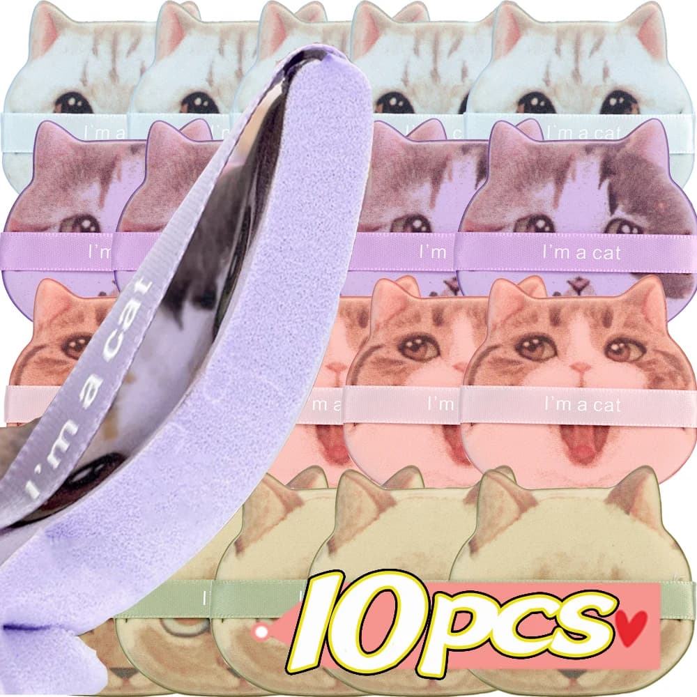 10 pieces air pillow soft cosmetic makeup cute cat sponge sugar yarn sponge for super soft makeup for dry and wet use korean beauty tools