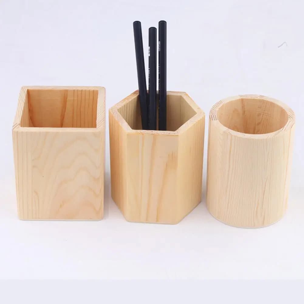 Portapenne in legno fai-da-te Organizer da scrivania per riporre gomme da cancellare graffette penne Organizer pennelli per trucco penne in legno portamatite