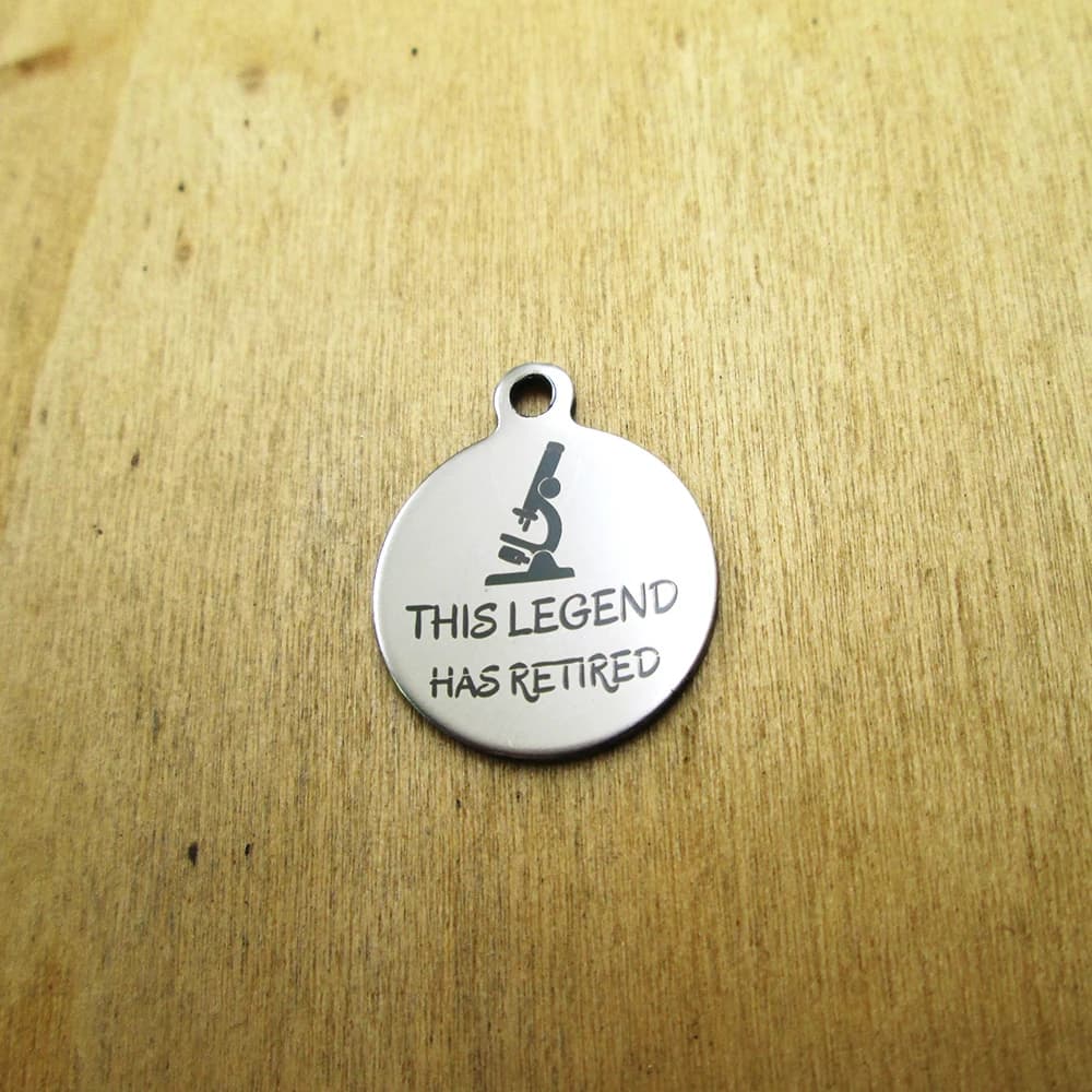 20 pieces: this legend has retired stainless steel pendants Laser engraved DIY pendants